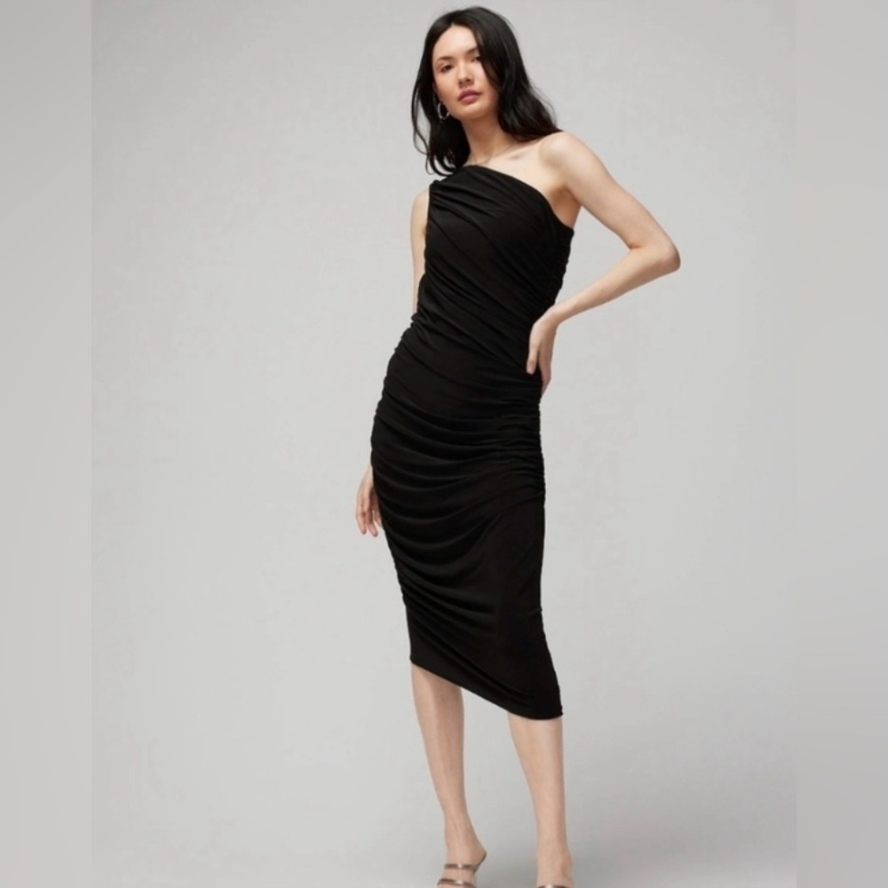 White House Black Market Elegant Black One-Shoulder Dress